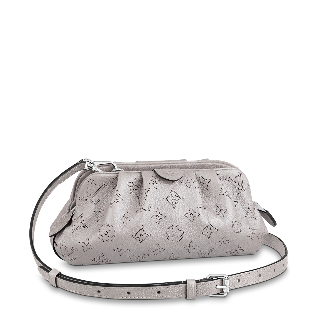 Louis Vuitton SCALA MINI POUCH Handbag Monogram Mahina M80904 Light Grey